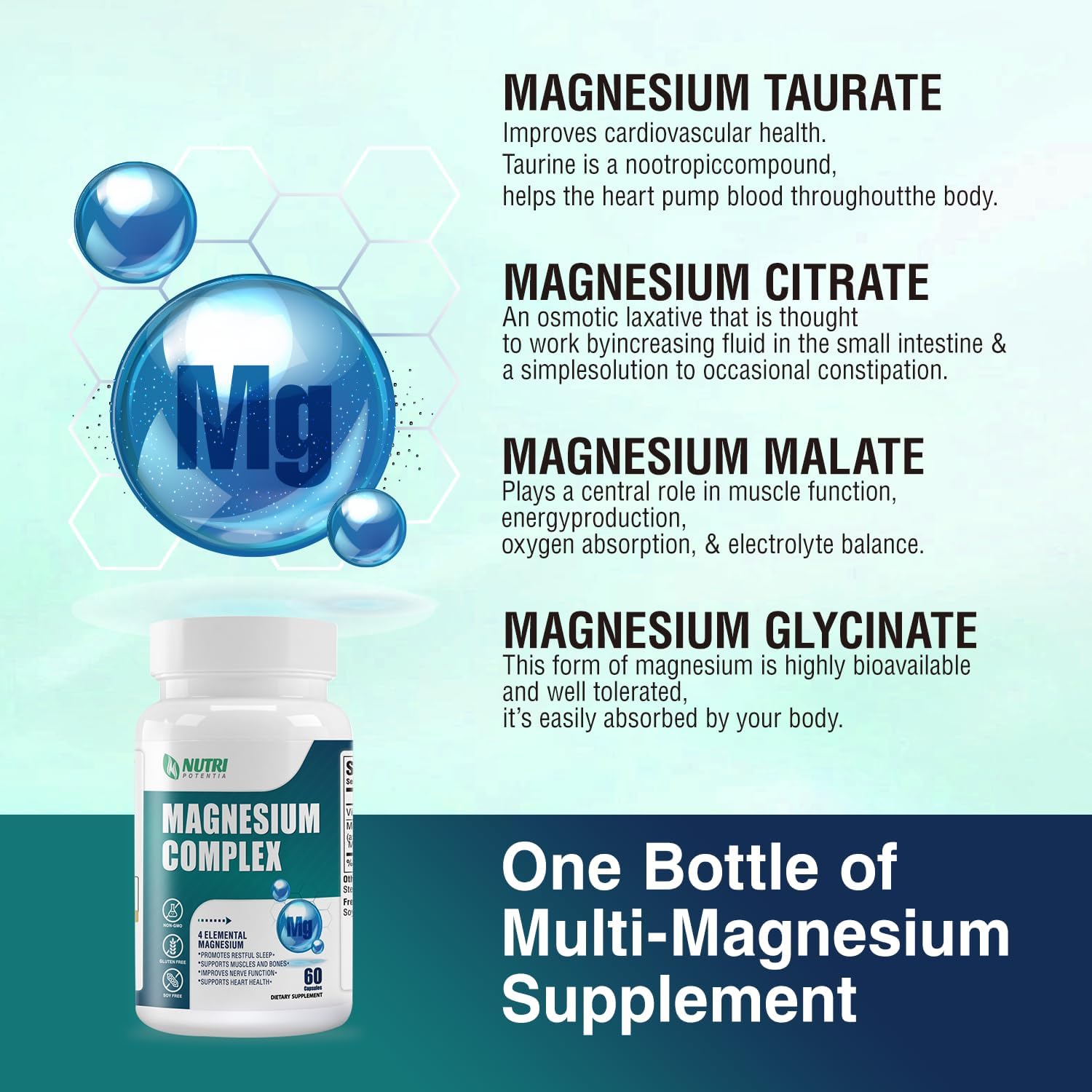 Magnesium Breakthrough Complex Supplement with Vitamin D3 K2 and MCT Oil Softgels - Bone, Heart, Muscle, Nervous System Support | Non-GMO
