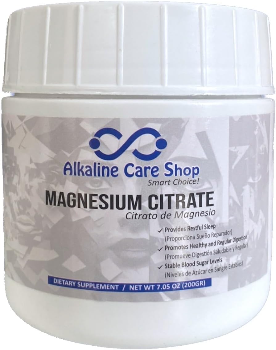 Magnesium Citrate Powder Supplement for Alkaline Care | Anti-Stress, Gluten Free, Non-GMO | Supports Sleep, Muscle, Bone Health & Energy | 7.05 OZ (200gr)