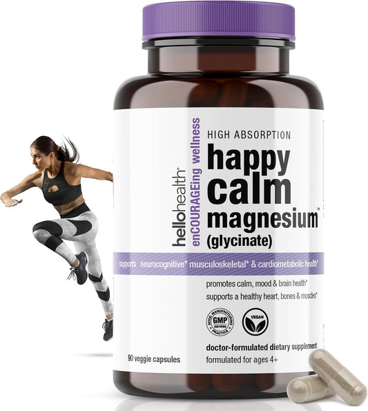 Magnesium Glycinate Chelated Supplement for Calm, Sleep, Muscle Recovery - 400mg Serving, 90 ct - 2 Pack