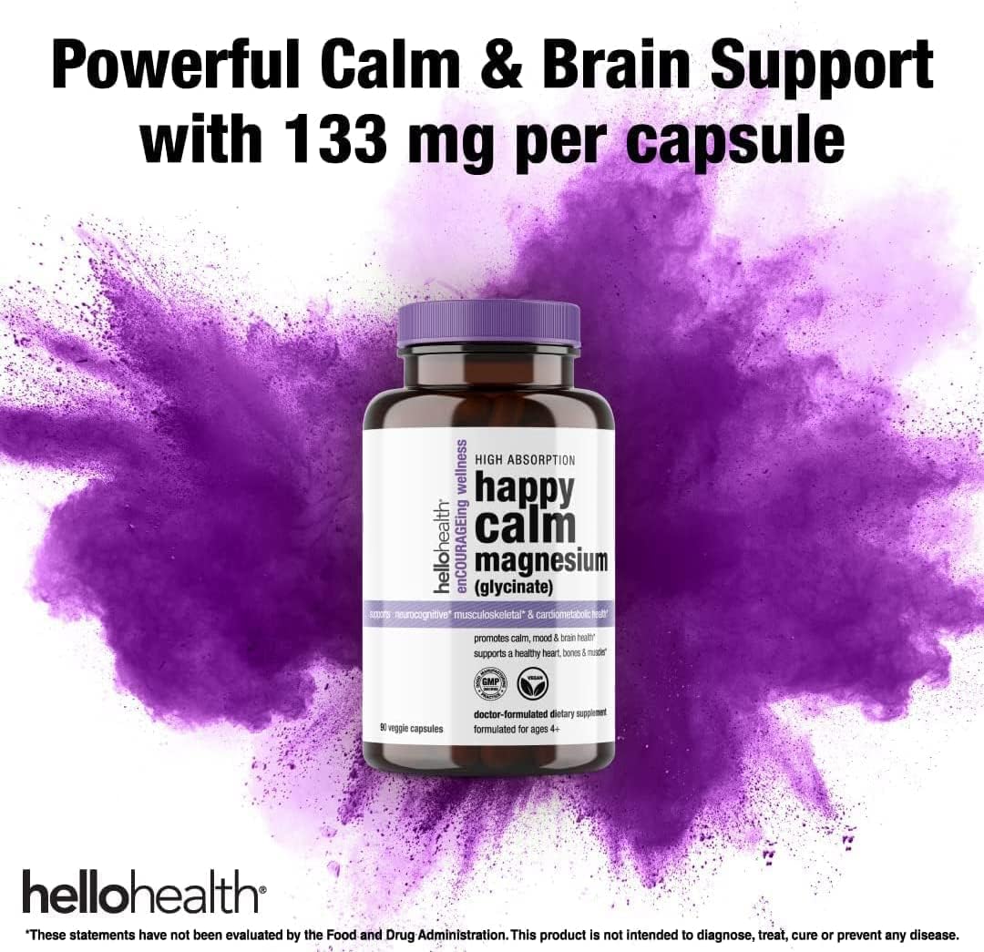 Magnesium Glycinate Chelated Supplement for Calm, Sleep, Muscle Recovery - 400mg Serving, 90 ct - 2 Pack