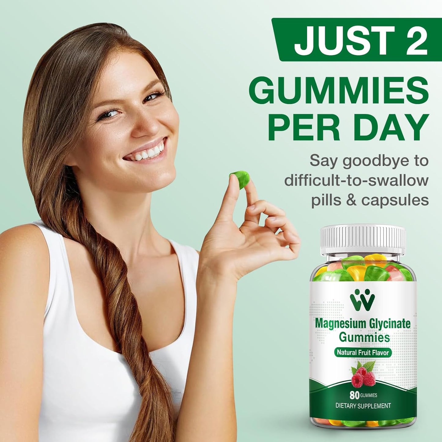 Magnesium Glycinate Gummies 400mg for Sleep, Stress, Muscle Relief - Sugar Free, Vegan, Non GMO - Adults & Kids Magnesium Supplement