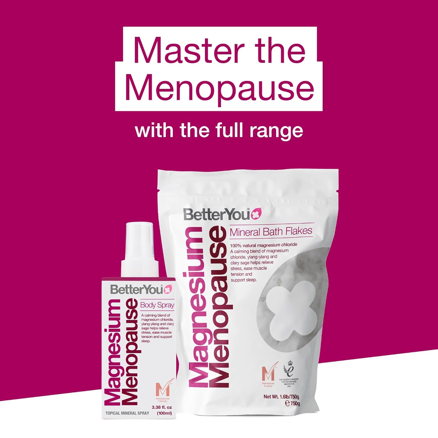 Magnesium Menopause Body Spray with Ylang-ylang and Clary Sage for Symptom Relief, Stress Reduction, and Sleep Support