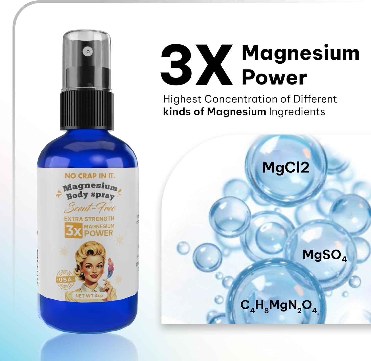 Magnesium Spray, Triple Action!- Your Way to Wellness | Immediate Relief with Our Unique Magnesium Glycinate,Citrate, Chloride Blend Spray (Scent Free)