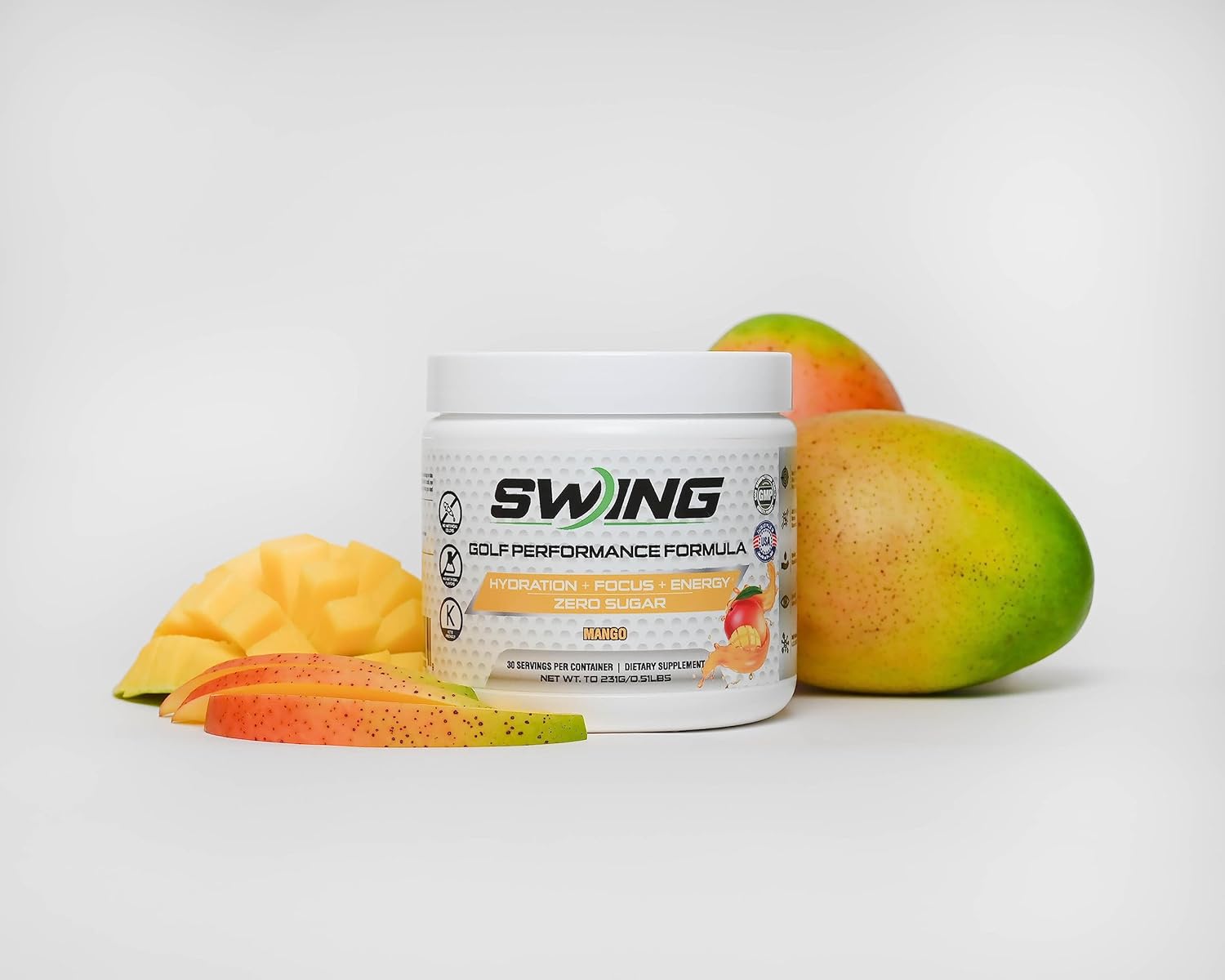 Mango Flavored Swing Energy Performance Drink with 180mg Natural Caffeine for Pre-Workout Boost, Enhanced with Vitamins, Minerals, Joint Support, and Hydration for Focus and Energy