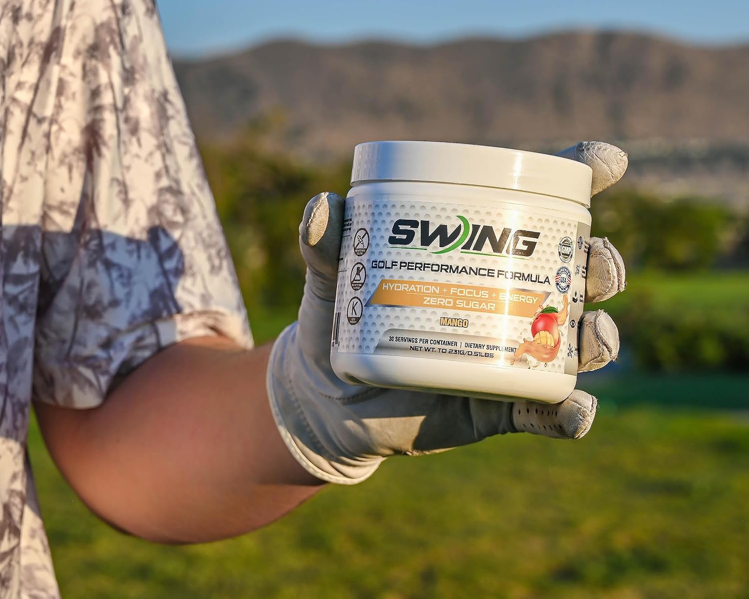 Mango Flavored Swing Energy Performance Drink with 180mg Natural Caffeine for Pre-Workout Boost, Enhanced with Vitamins, Minerals, Joint Support, and Hydration for Focus and Energy