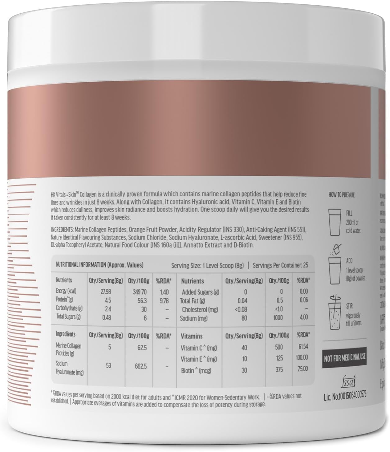 Mango Marine Collagen Powder Supplement (200g) with Vitamin C, E, and Hyaluronic Acid for Skin, Hair, and Nails