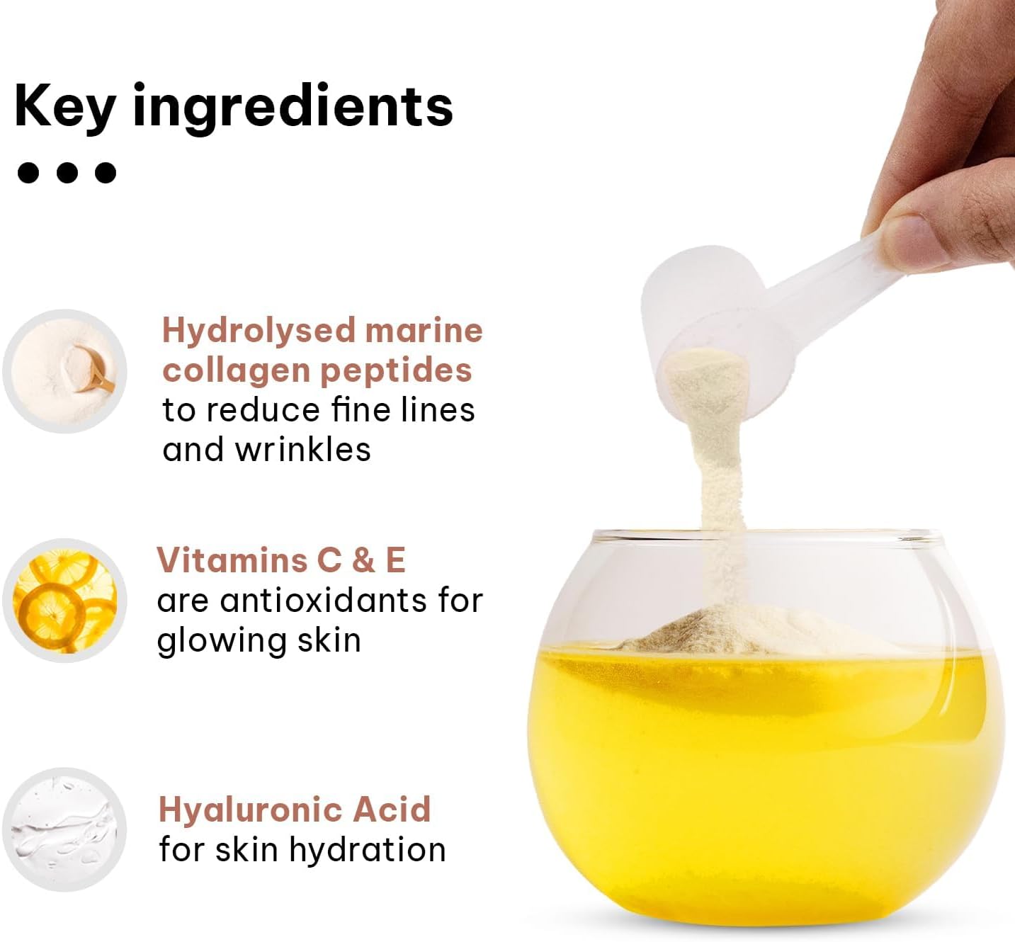 Mango Marine Collagen Powder Supplement (200g) with Vitamin C, E, and Hyaluronic Acid for Skin, Hair, and Nails