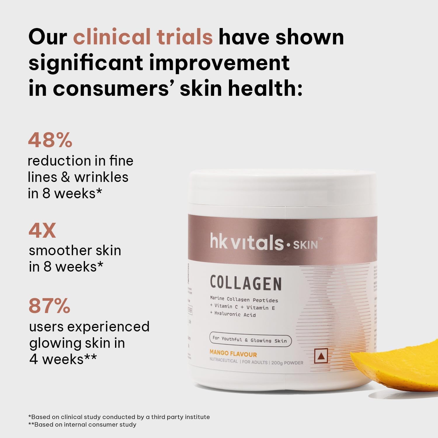 Mango Marine Collagen Powder Supplement (200g) with Vitamin C, E, and Hyaluronic Acid for Skin, Hair, and Nails