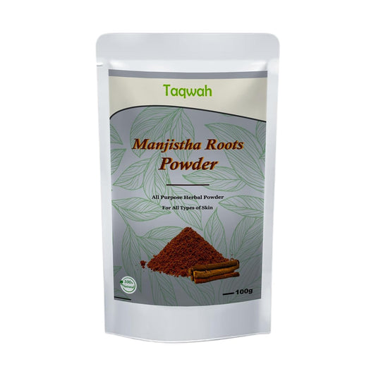 Manjistha Powder - Rubia Cordifolia for Face, Hair, Skin Care | Cleanses & Purifies, Promotes Glowing Skin Tone | Face Mask, Exfoliating Scrub (100g)