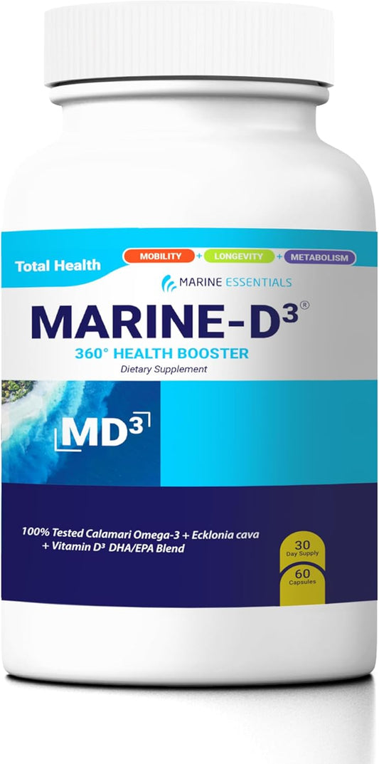 Marine D3 Omega 3 Calamari Ecklonia Cava DHA - Marine Essentials (60 Capsules)