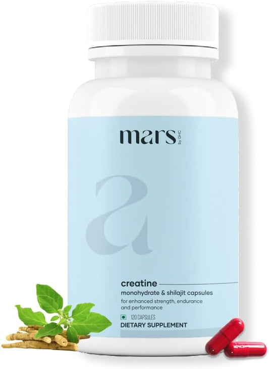 Mars Micronized Creatine Monohydrate Caps with Shilajit: Natural Well Being Supplement Pack of 1