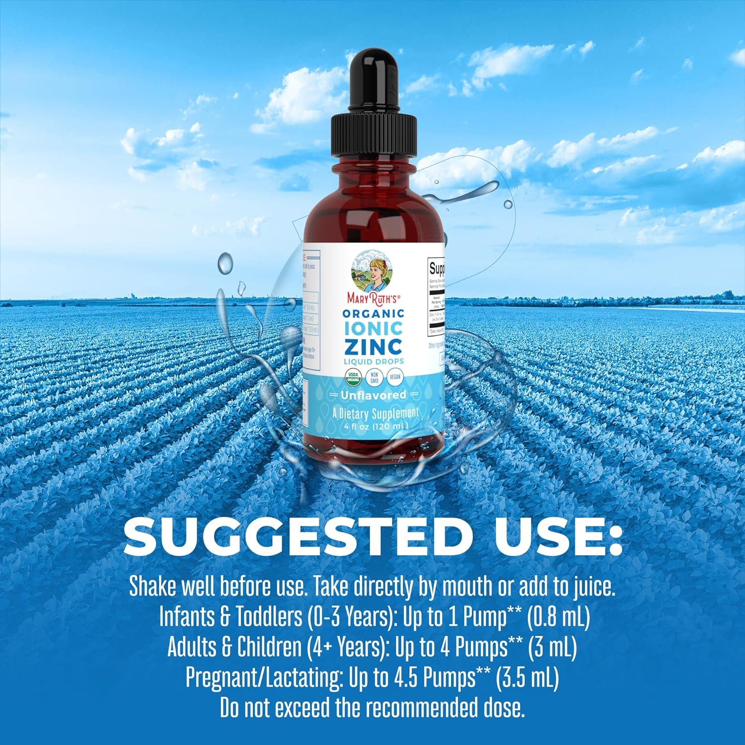 MaryRuth Organics Ionic Zinc Liquid Drops - Immune Support Unflavored 4oz (120ml) Twin Pack