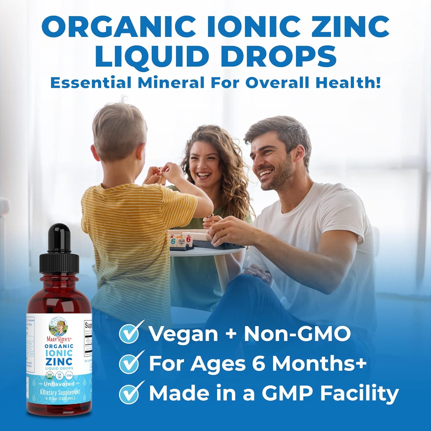 MaryRuth Organics Ionic Zinc Liquid Drops - Immune Support Unflavored 4oz (120ml) Twin Pack
