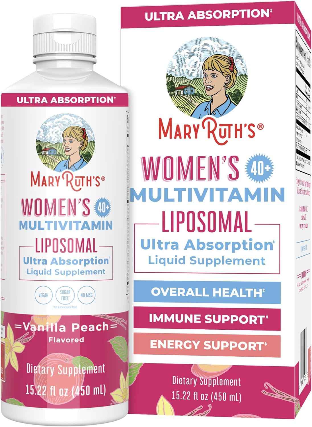 MaryRuth Organics Multivitamin for Women 40+, Womens Multivitamin Liposomal, Immune Support Supplement, Energy Supplements & Sleep Aid, Vegan, Sugar Free, Non-GMO, 15.22 Fl Oz