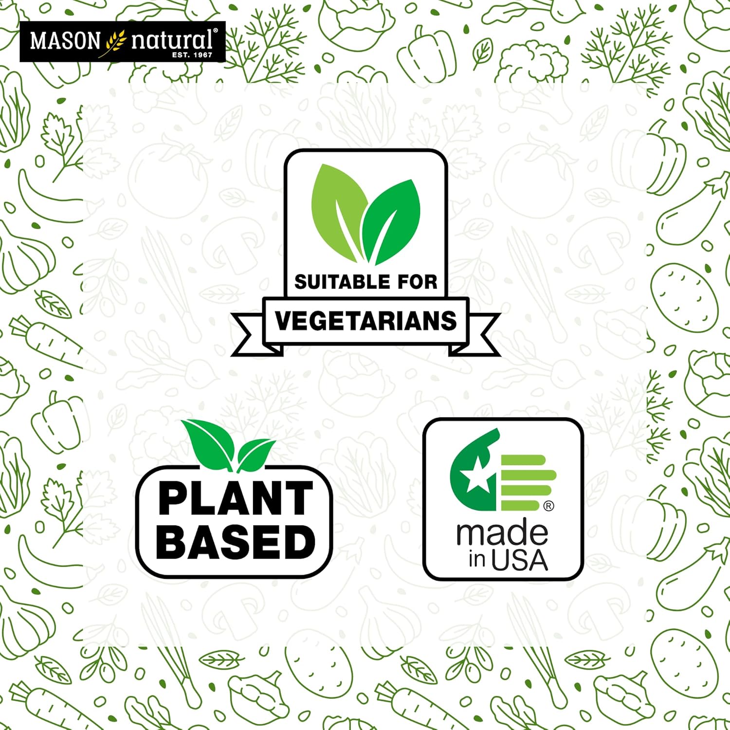 MASON NATURAL Mushroom Power Tablets with 95% EGCG & Matcha for Wellness & Stress Relief, 60 Plant-Based Tabs