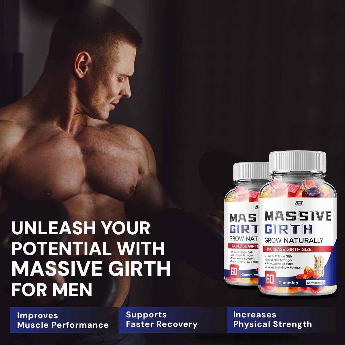 MassiveGirth metabolism booster Gummies for Men - Official Formula with Natural metabolism booster Oil - Advanced 60 Gummies Pack
