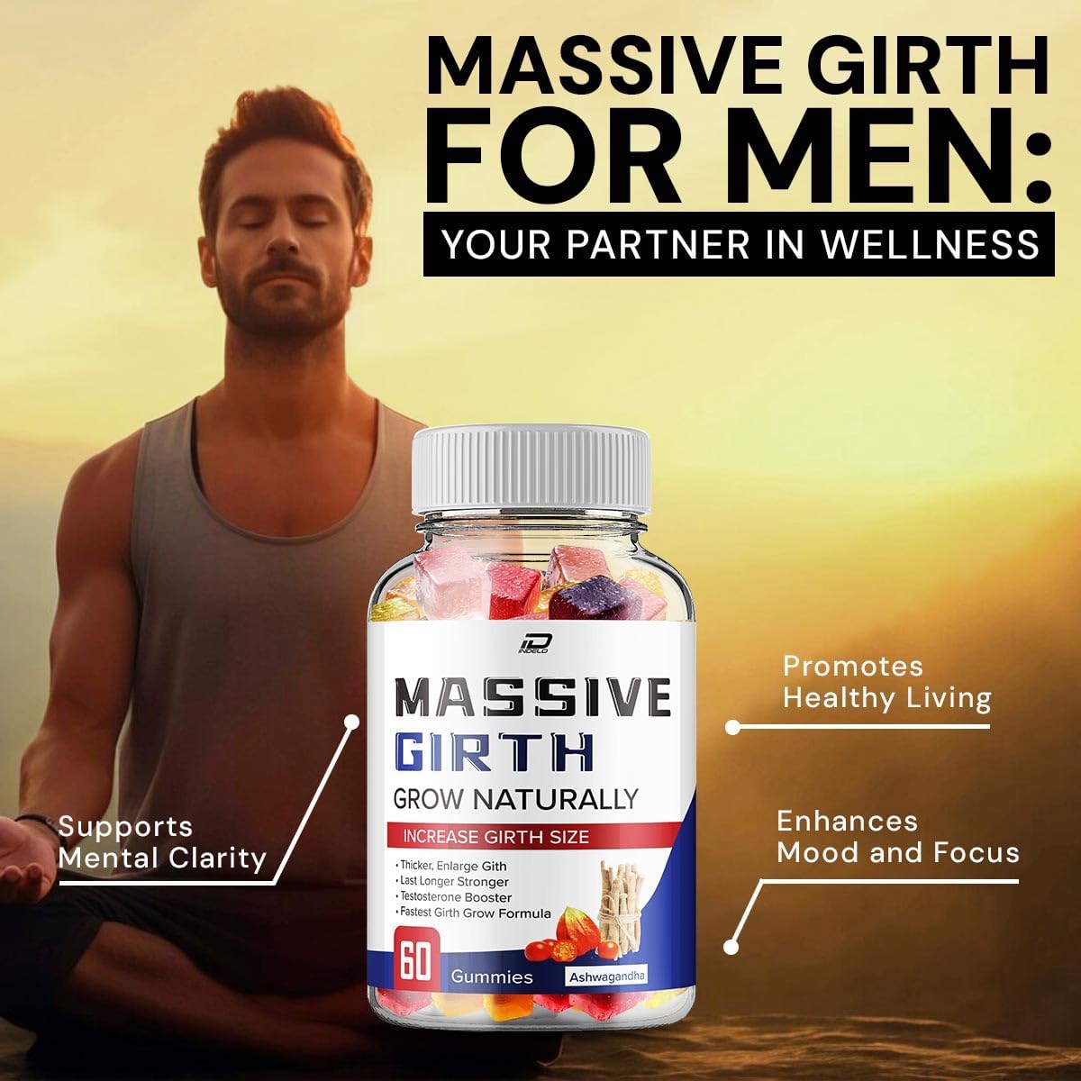 MassiveGirth metabolism booster Gummies for Men - Official Formula with Natural metabolism booster Oil - Advanced 60 Gummies Pack
