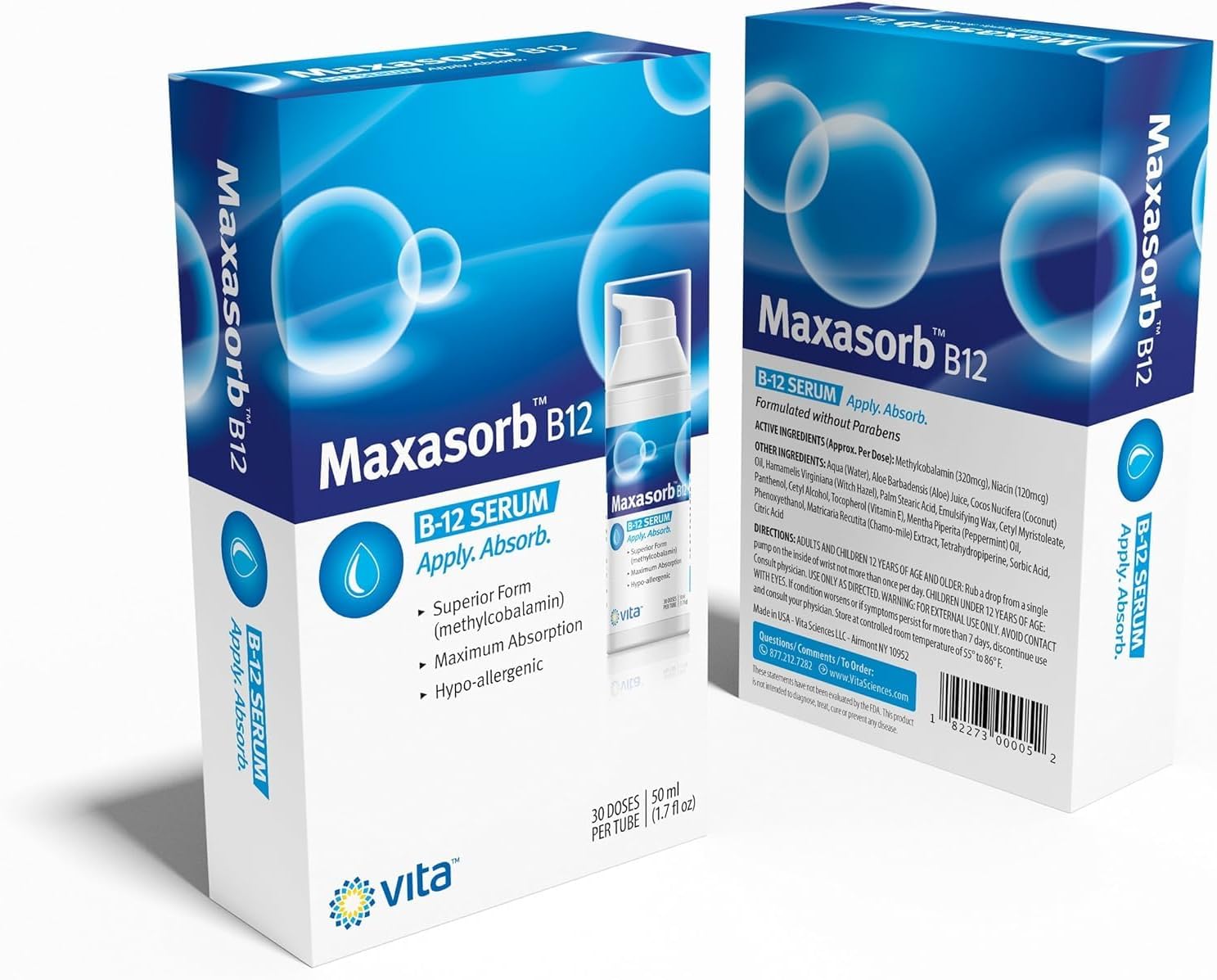Maxasorb B12 Methylcobalamin Cream 1000 mcg for Energy, Health, and Skin - Pack of 6