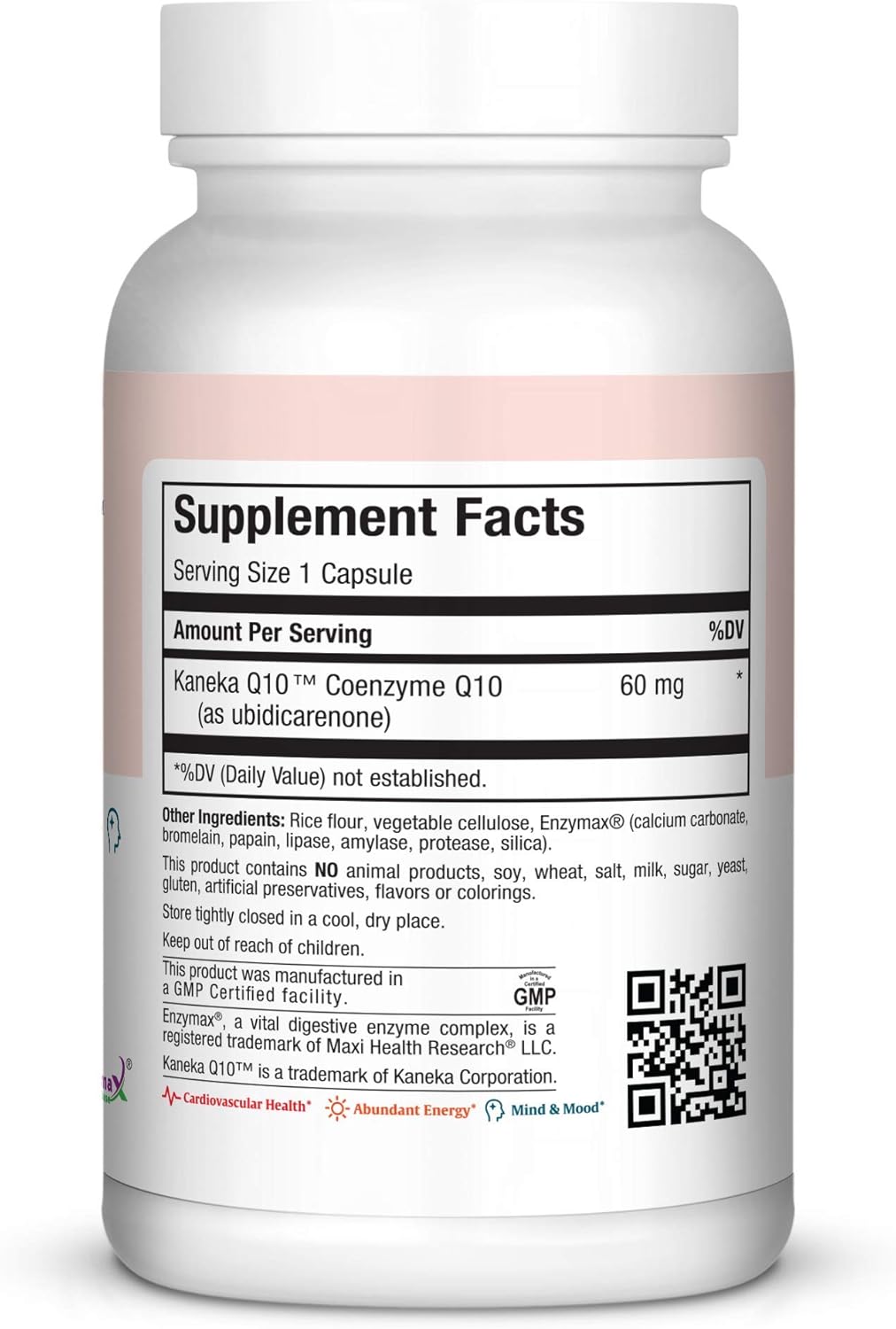 Maxi Health Co Q10 Supplement, 60mg, 60 Capsules for Heart Health and Energy Support