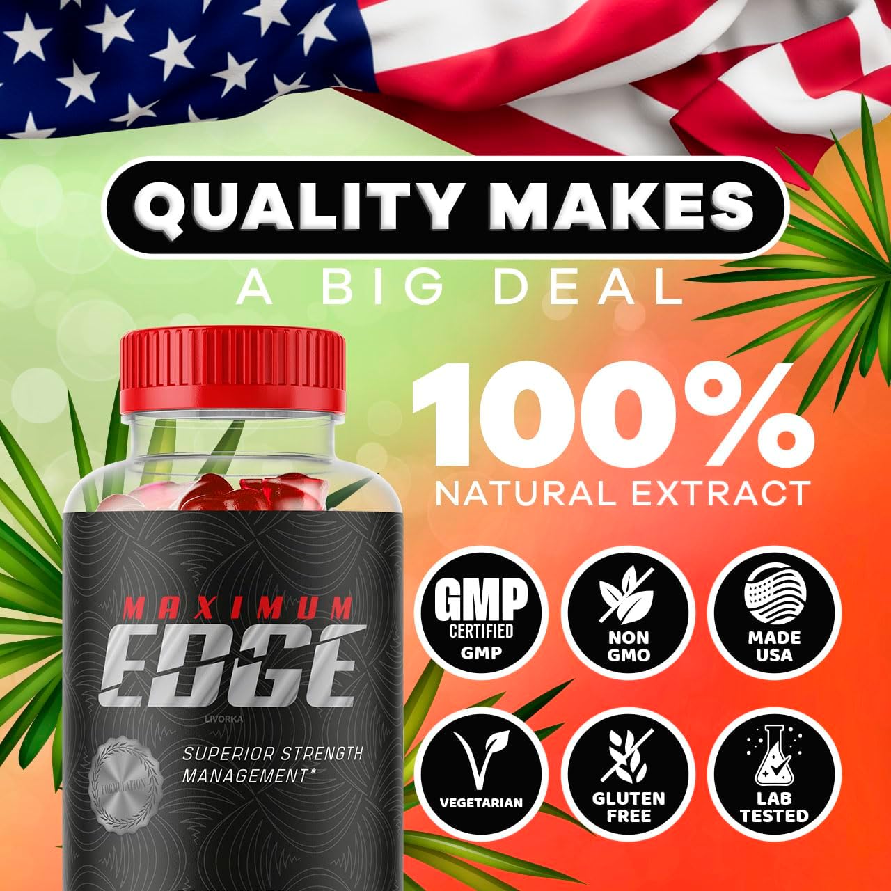 Maximum Edge Male Gummies - 30 Gummies for 1 Month - Men's Edge Control Supplement