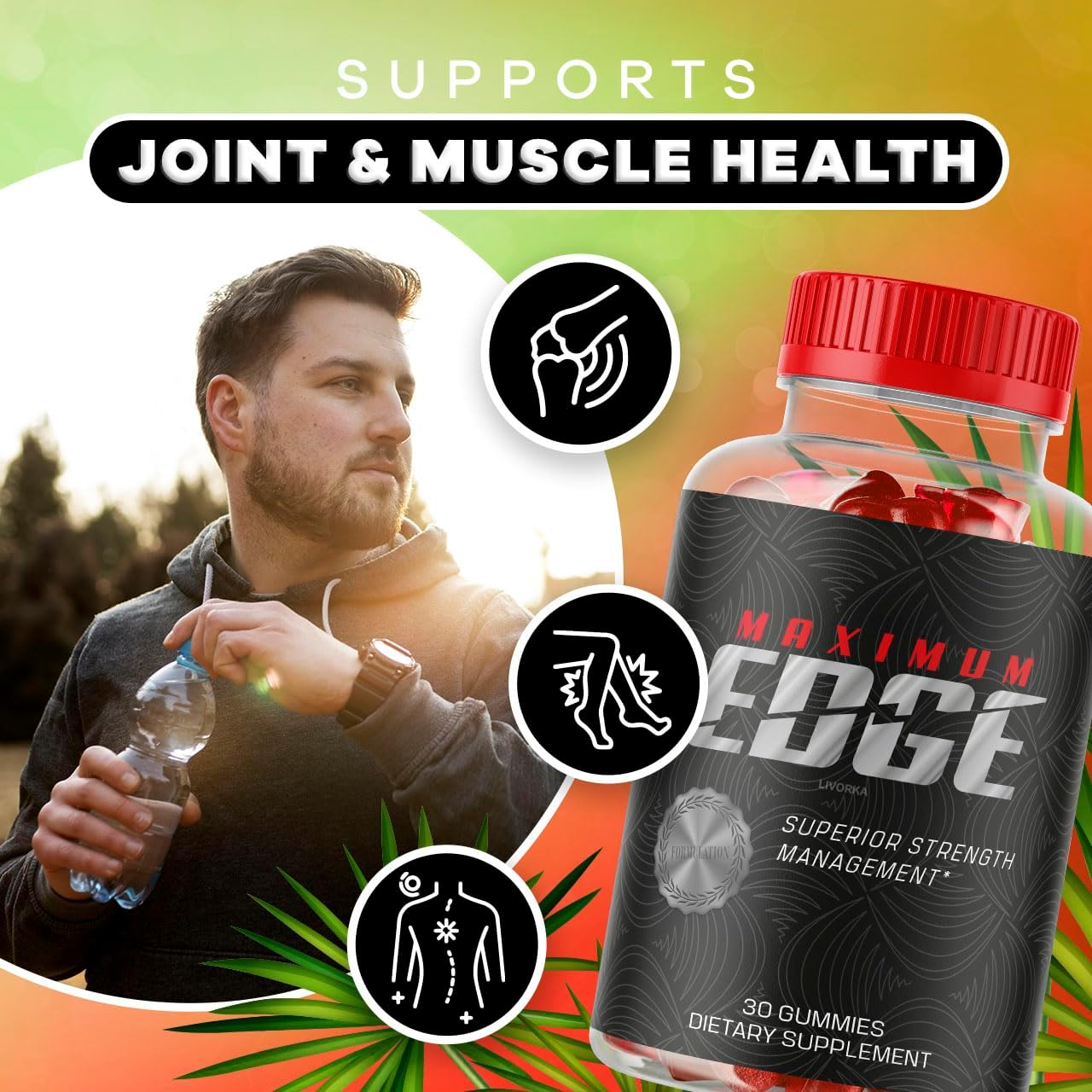 Maximum Edge Male Gummies - 30 Gummies for 1 Month - Men's Edge Control Supplement