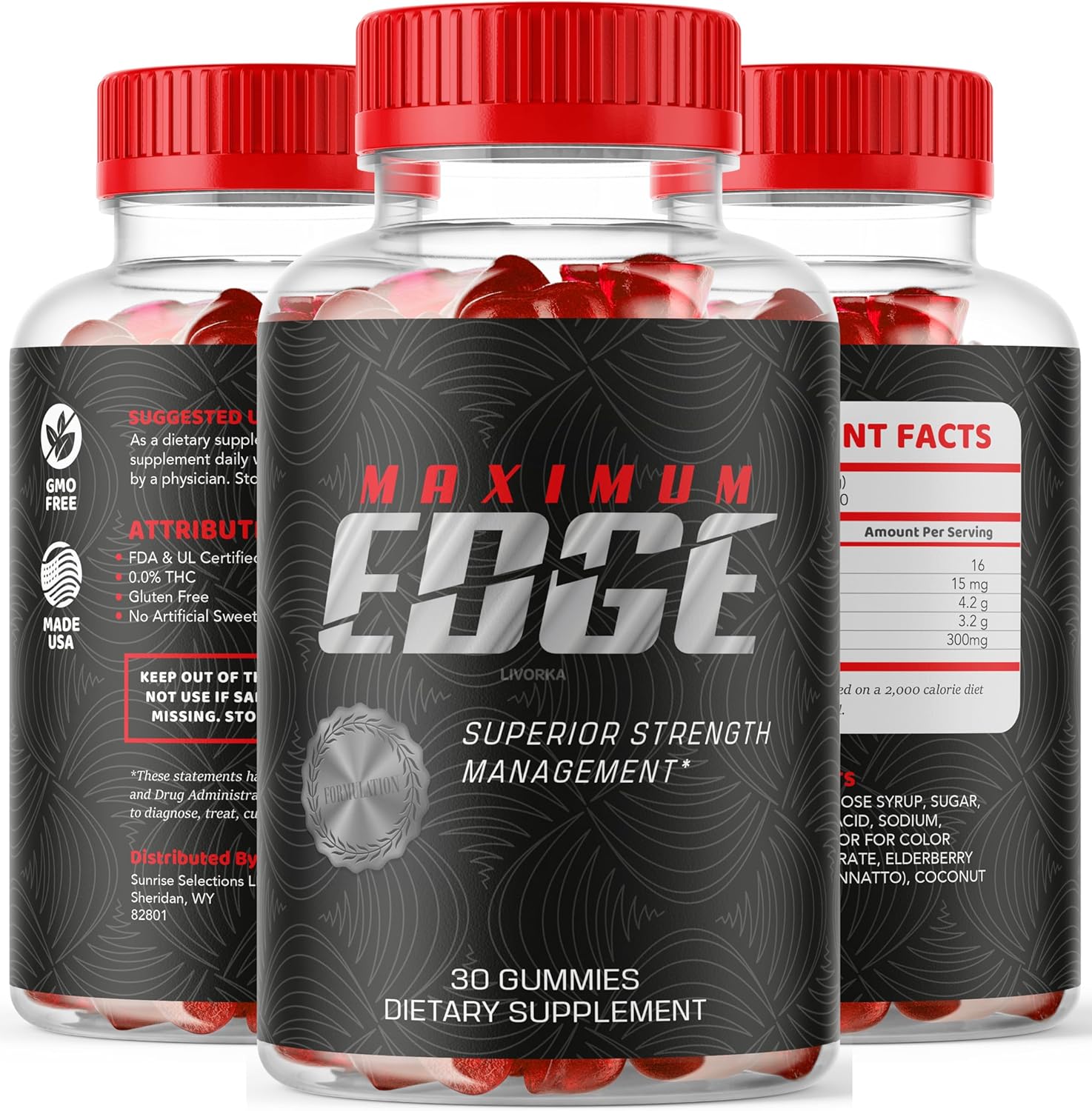 Maximum Edge Male Gummies - 30 Gummies for 1 Month - Men's Edge Control Supplement