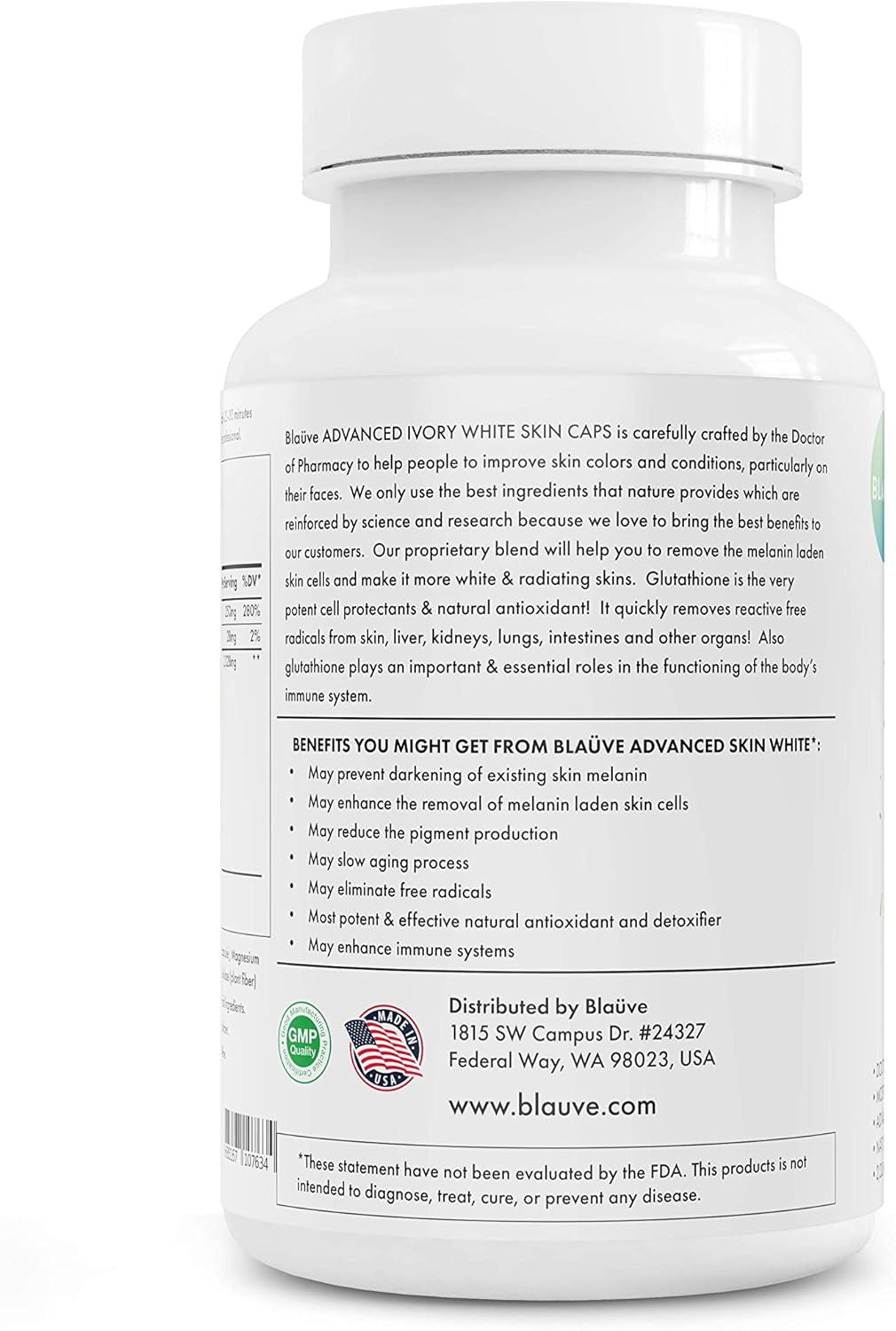 Maximum Potency Glutathione Skin Whitening Capsules - 2028mg GSH - Dark Spot Remover - Doctor Formulated Whitener - 90 Capsules - Ivory White Skin Tone Lightener