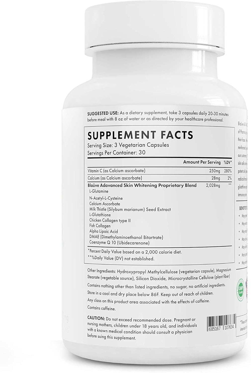 Maximum Potency Glutathione Skin Whitening Capsules - 2028mg GSH - Dark Spot Remover - Doctor Formulated Whitener - 90 Capsules - Ivory White Skin Tone Lightener