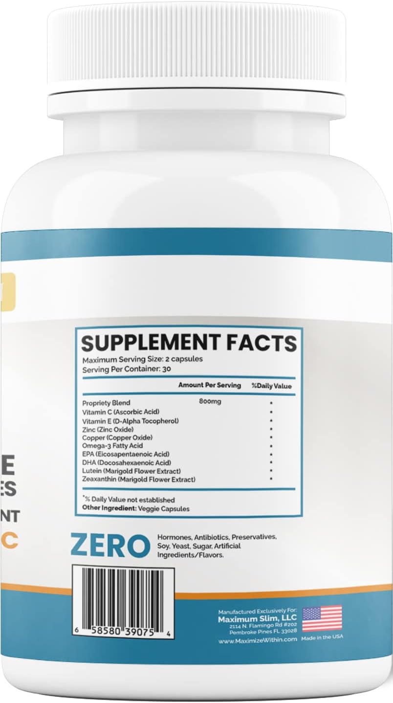 Maximum Slim Eye Health and Mineral Supplement - 60 Count - Enhance Your Vision and Wellness