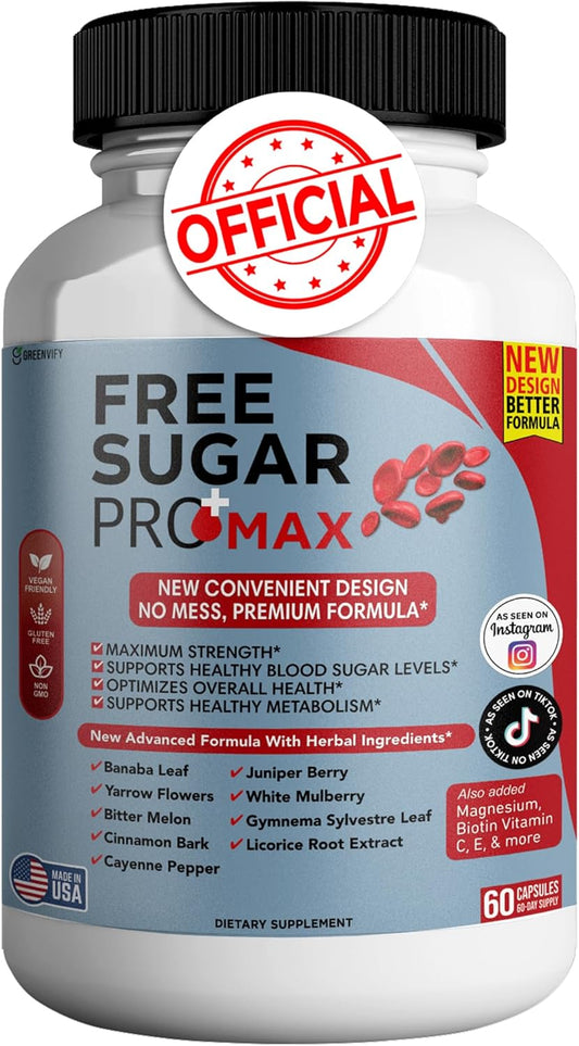Maximum Strength All Natural Blood Sugar Support Formula - 60 Capsules