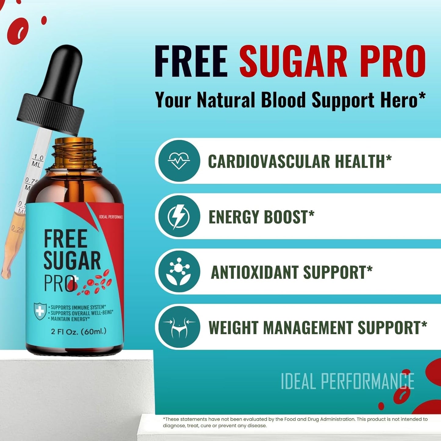 Maximum Strength FreeSugar Pro Drops - All Natural Blood Sugar Support Supplement Liquid - Ideal Performance Health Formula Drops - 1 Pack