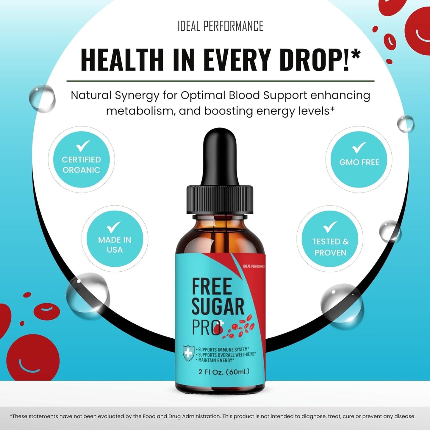 Maximum Strength FreeSugar Pro Drops - All Natural Blood Sugar Support Supplement Liquid - Ideal Performance Health Formula Drops - 1 Pack