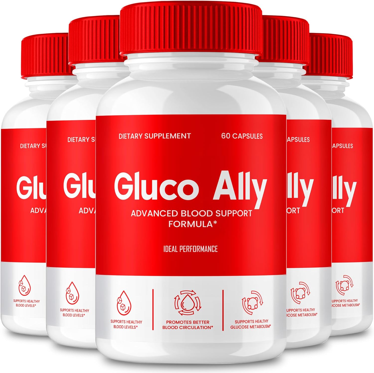 Maximum Strength Gluco Ally Capsules - Natural Gluco Ally Support Supplement for Health and Wellness - 5 Pack of GlucoAlly Pills