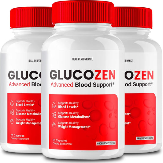 Maximum Strength Glucozen Support Supplement Capsules - All Natural Formula for Ideal Performance and Wellness - 3 Pack