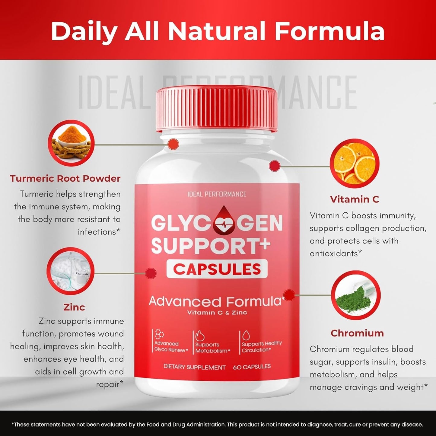 Maximum Strength Glycogen Support Capsules - Advanced Formula Supplement for Healthy Levels and Overall Wellness - All Natural Pills (3 Pack)