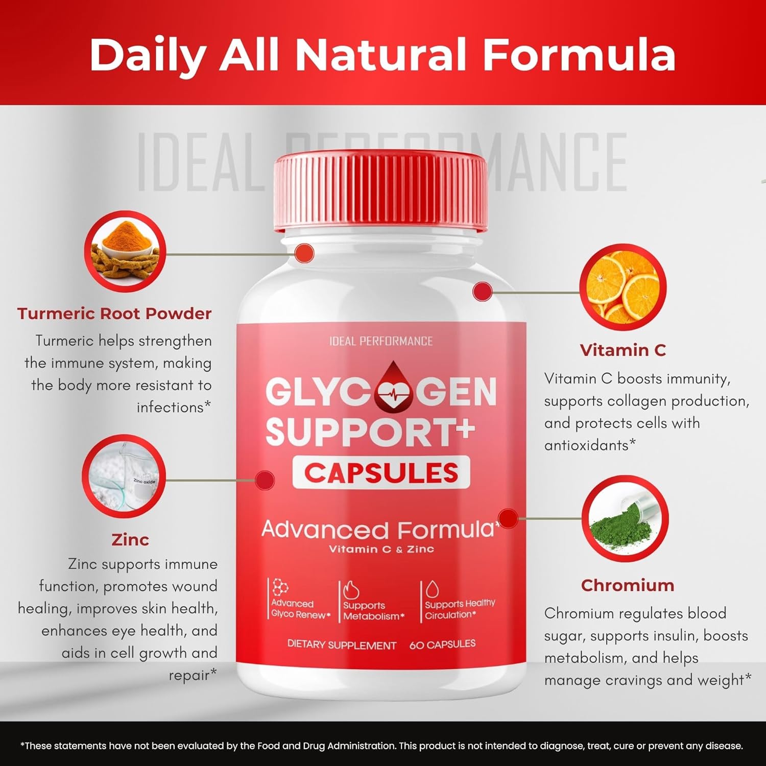 Maximum Strength Glycogen Support Capsules - Advanced Formula Supplement for Healthy Levels and Overall Wellness - All Natural Pills (3 Pack)