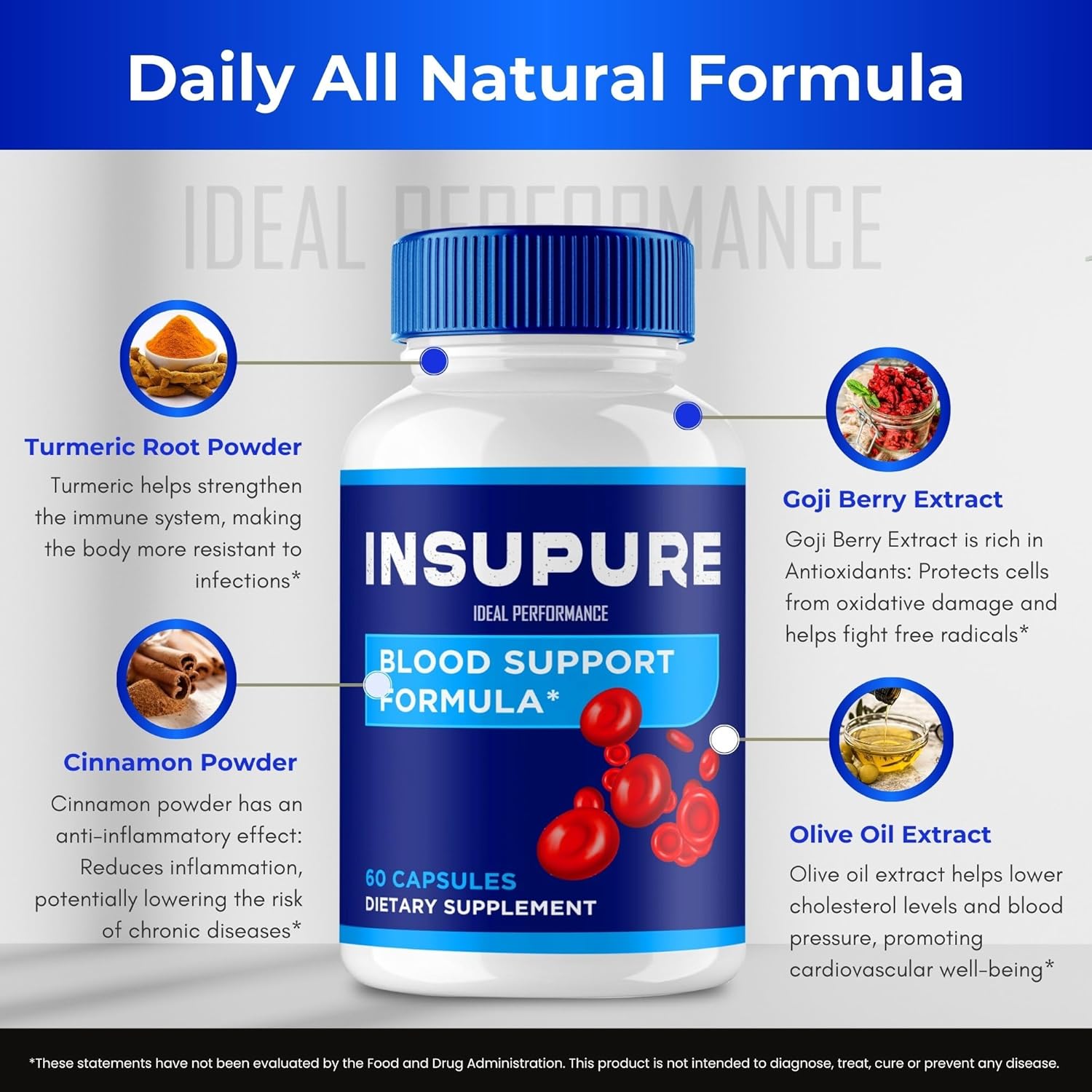 Maximum Strength Insupure Capsules - All Natural Support Supplement for Ideal Health & Wellness (60 Capsules)