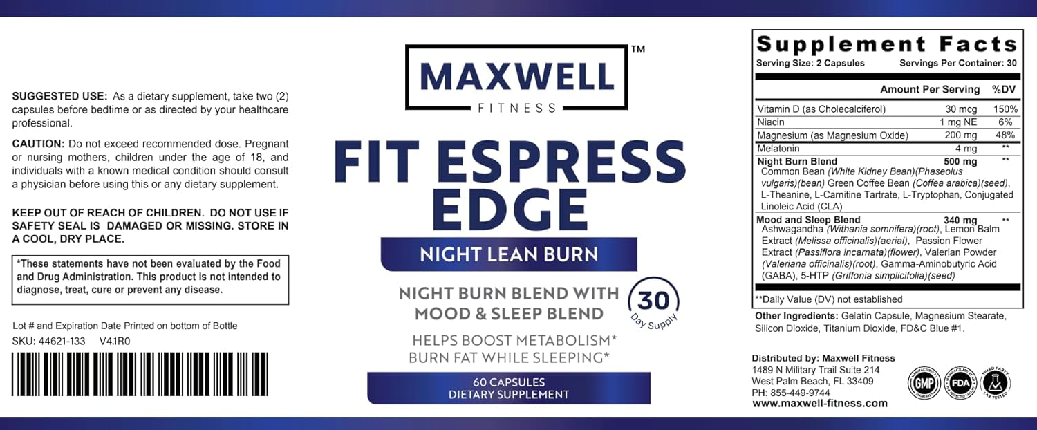 Maxwell Fitness Fitespresso Burner: Natural Anabolic Recovery Supplement with Magnesium, Ashwagandha, and Muscle Support