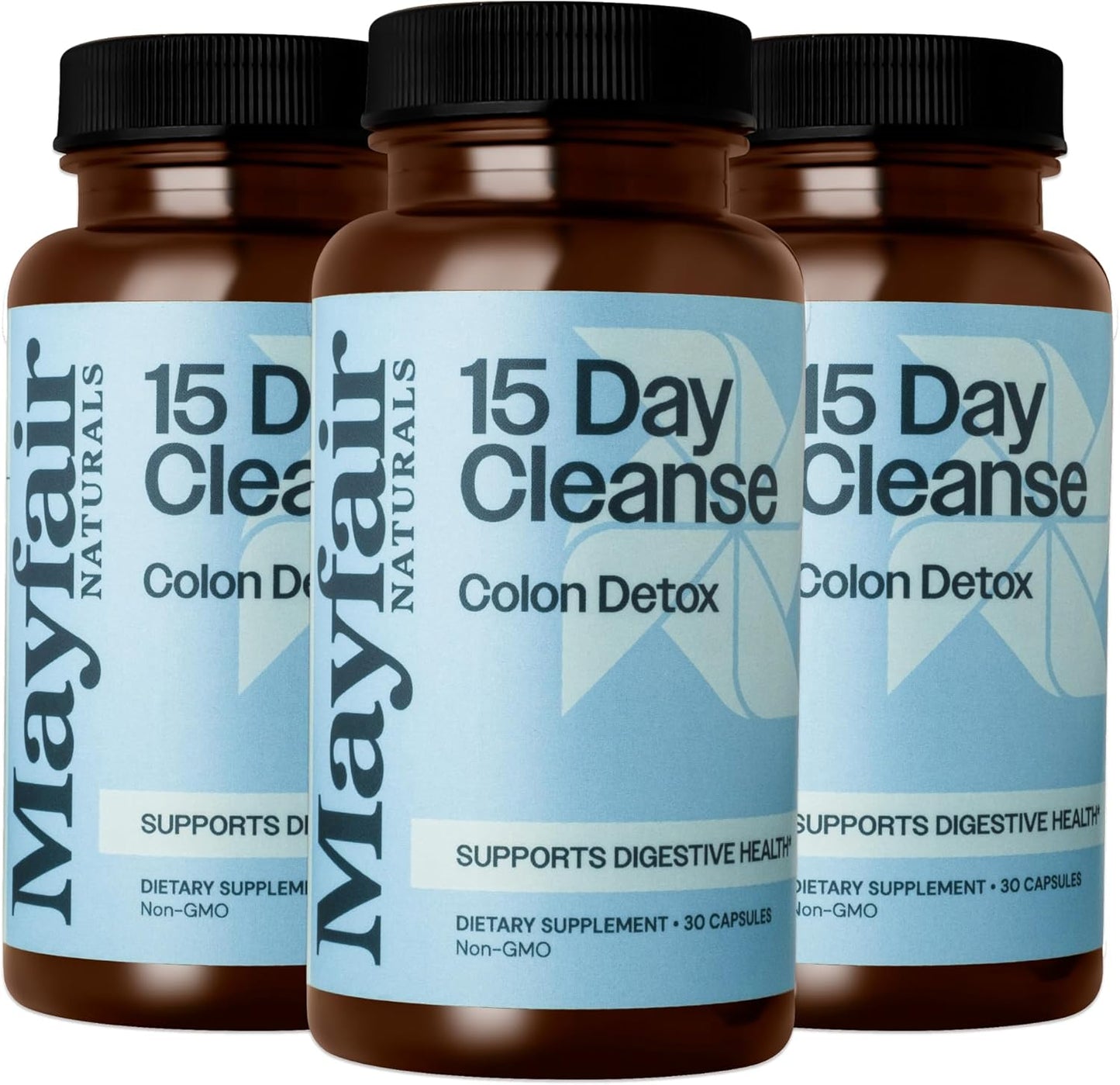 Mayfair Naturals 15 Day Cleanse Colon Detox 3 Pack - 30 Capsules Each, Natural Laxative for Constipation and Digestive Health Supplement - 90 Total Capsules