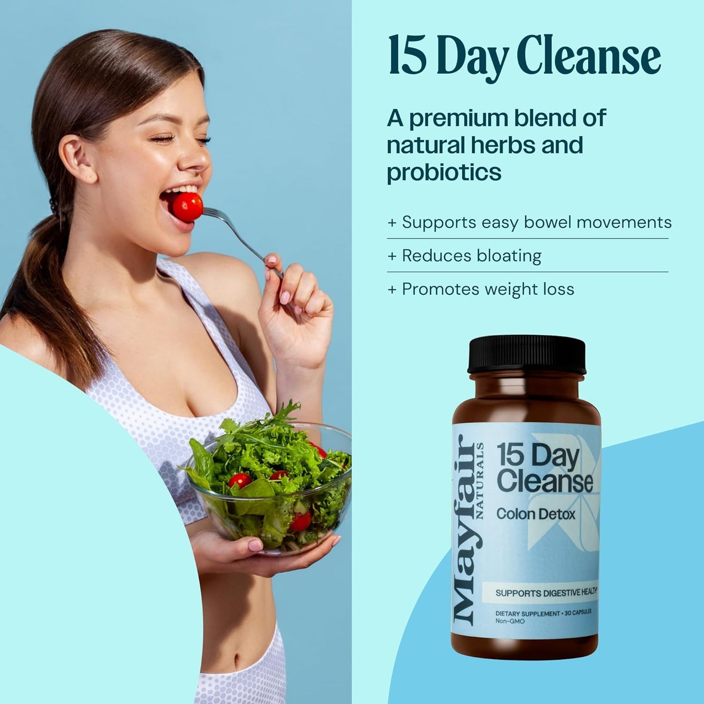 Mayfair Naturals 15 Day Cleanse Colon Detox 3 Pack - 30 Capsules Each, Natural Laxative for Constipation and Digestive Health Supplement - 90 Total Capsules