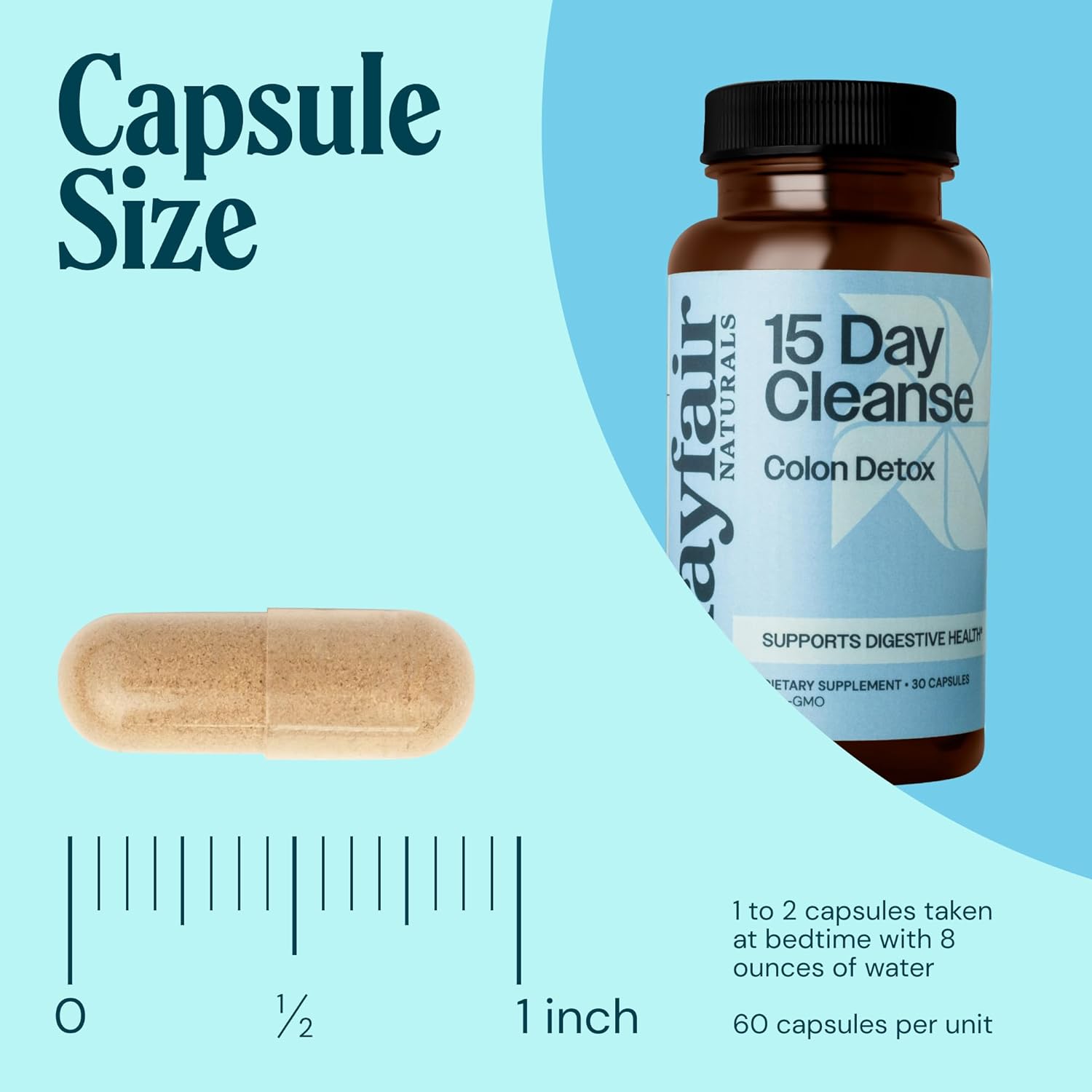 Mayfair Naturals 15 Day Cleanse Colon Detox 3 Pack - 30 Capsules Each, Natural Laxative for Constipation and Digestive Health Supplement - 90 Total Capsules