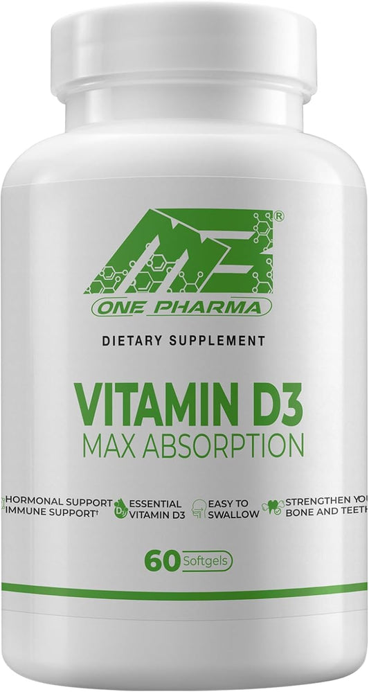 MB One Pharma Vitamin D3 10000 IU Softgels - 60 Day Supply for Bone, Teeth, Muscle, and Immune Health Support