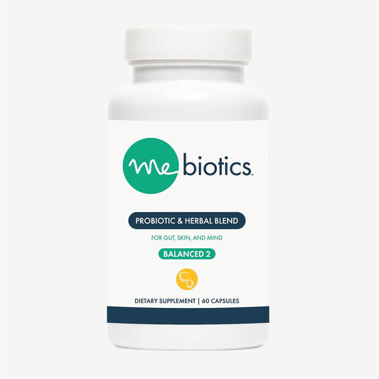 Mebiotics Probiotic & Herbal Supplement with Bacillus Subtilis & Lemon Balm for Gut, Mind & Skin Health - 60 Count