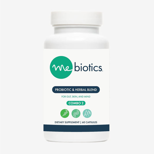 Mebiotics Probiotic & Herbal Supplement with Bacillus Subtilis & Lemon Balm - Supports Gut, Mind, Skin - 60 Capsules