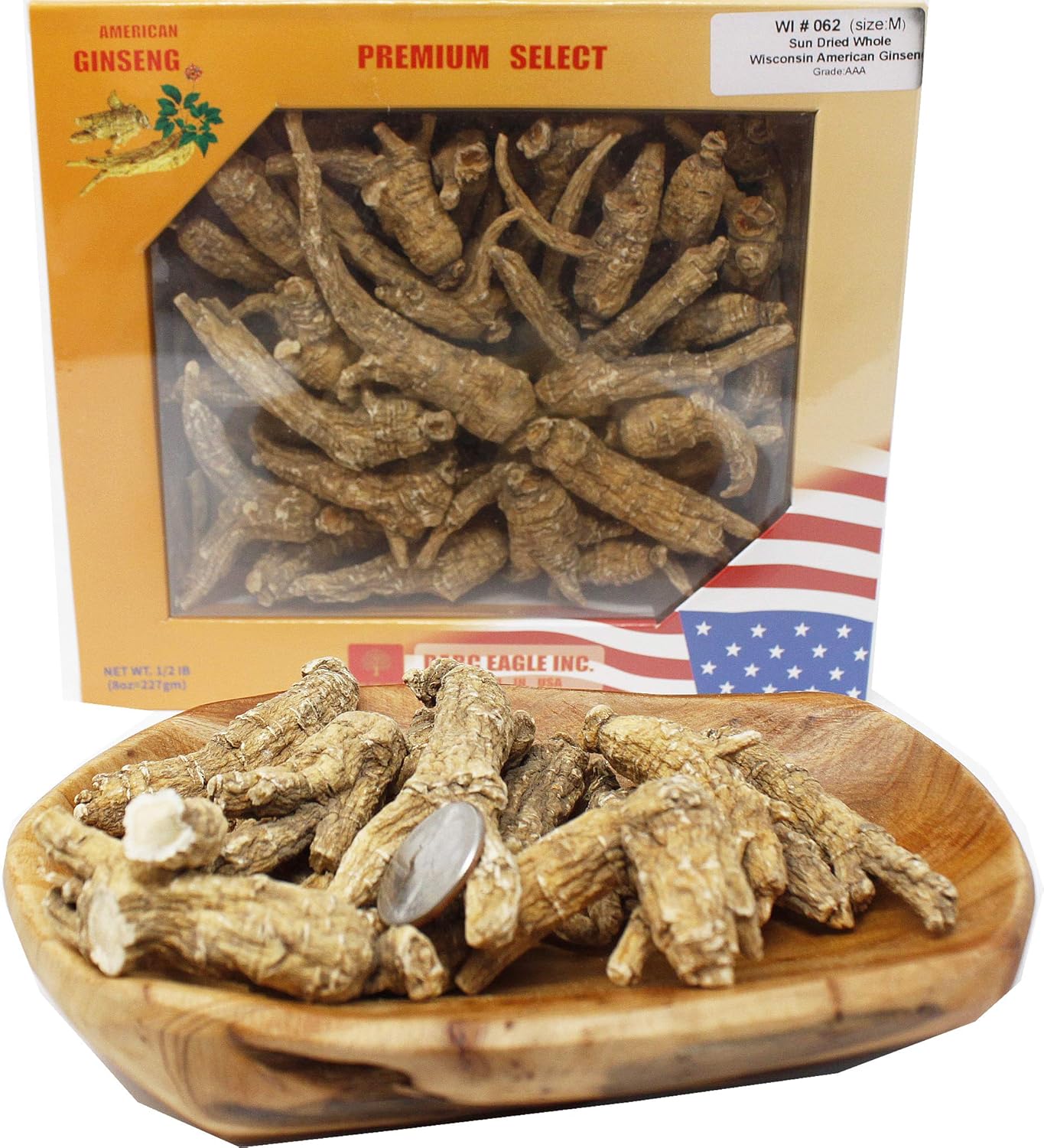 Medium & Large Hand-Selected American Wisconsin Ginseng Roots - Cultivated in Wisconsin (8oz/Box)
