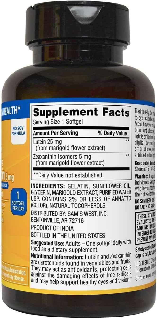 Members Mark Lutein 25mg Zeaxanthin 5mg (150 Count)