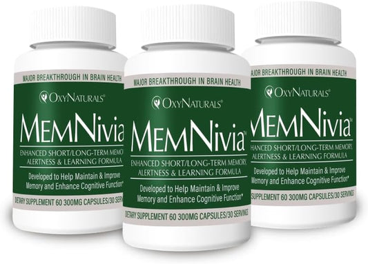 MemNivia Brain Supplement - Award-Winning Memory & Focus Formula with Clinically Proven Natural Ingredients - 90 Servings