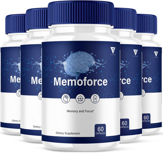 Memo Force Supplement (5 Pack) - 300 Capsules, Advanced Formula for Brain and Memory Support, Maximum Strength Daily Health and Wellness Support