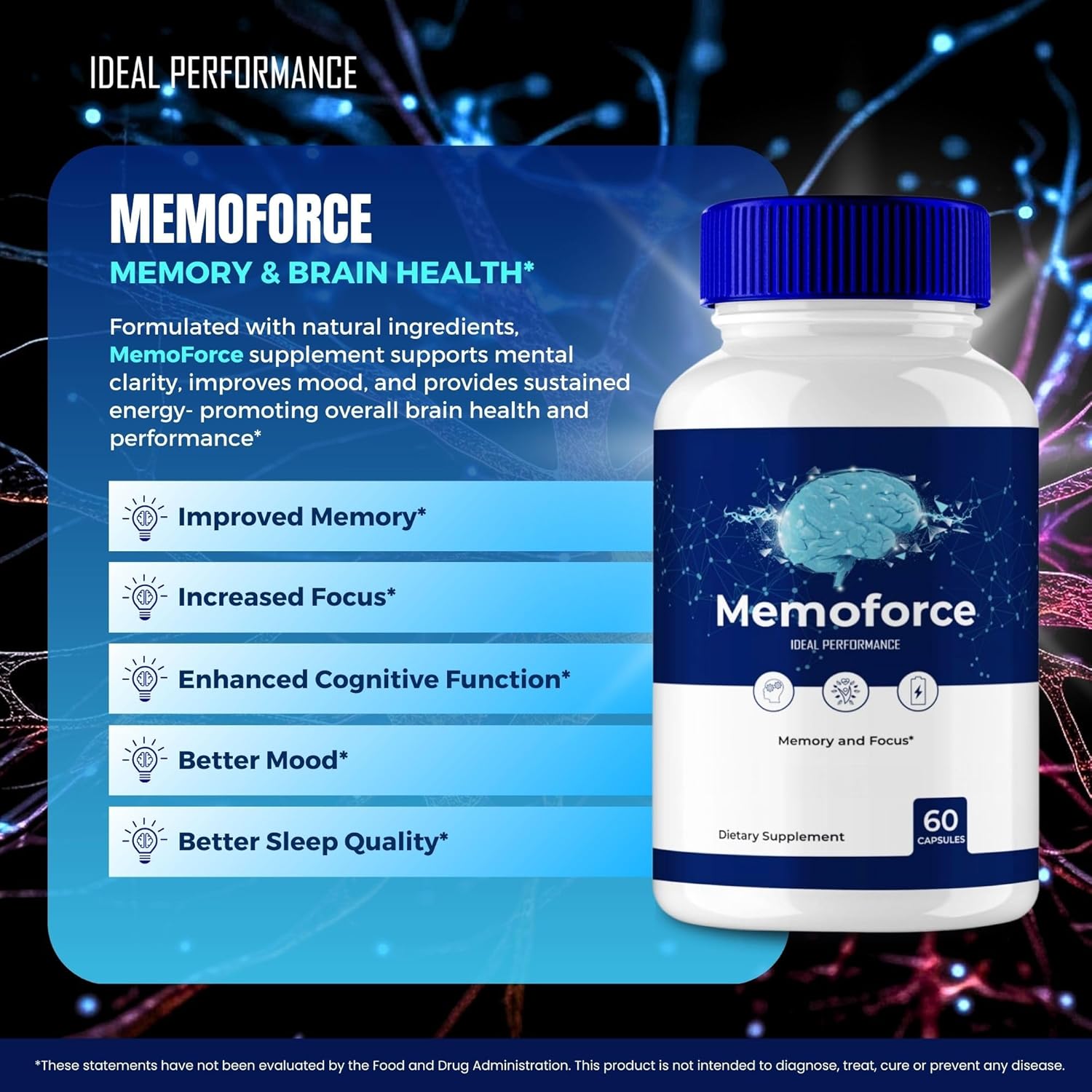Memoforce Advanced Formula Capsules for Optimal Performance - 60 Capsules