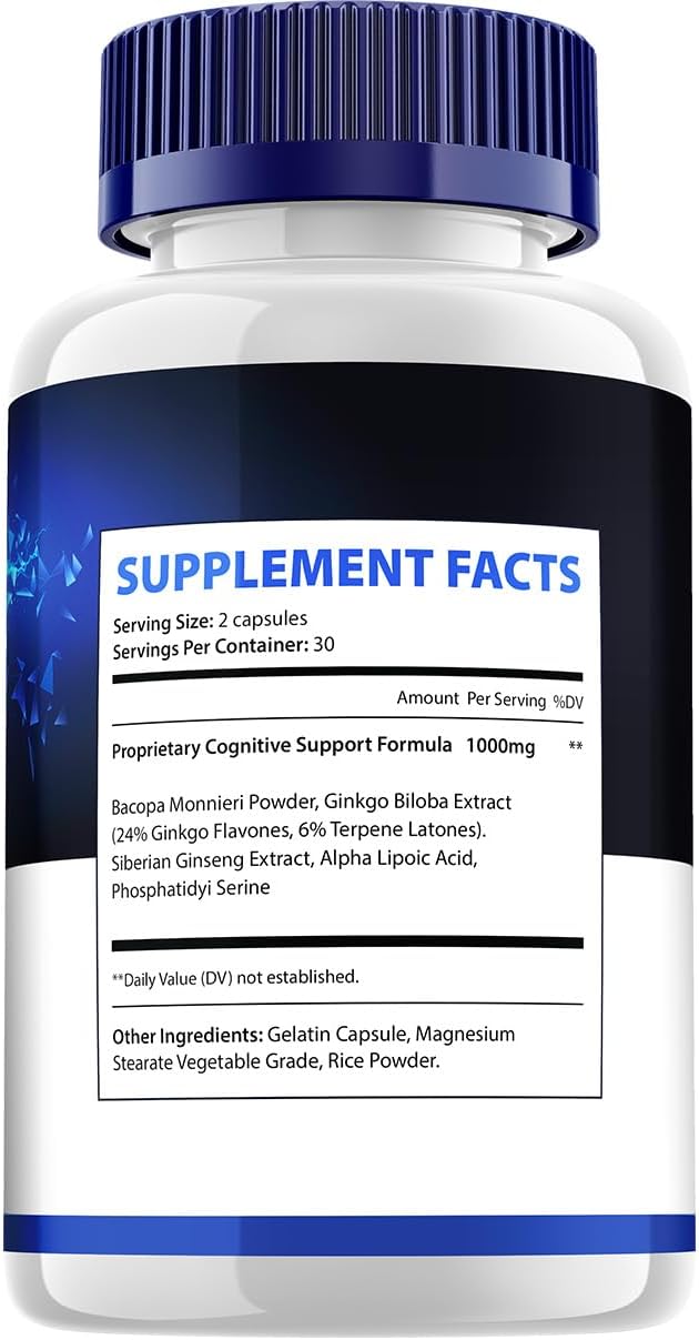 MemoForce All-Natural Brain Supplement Capsules - Maximum Strength Formula for Memory and Focus - 5 Pack (300 Capsules)